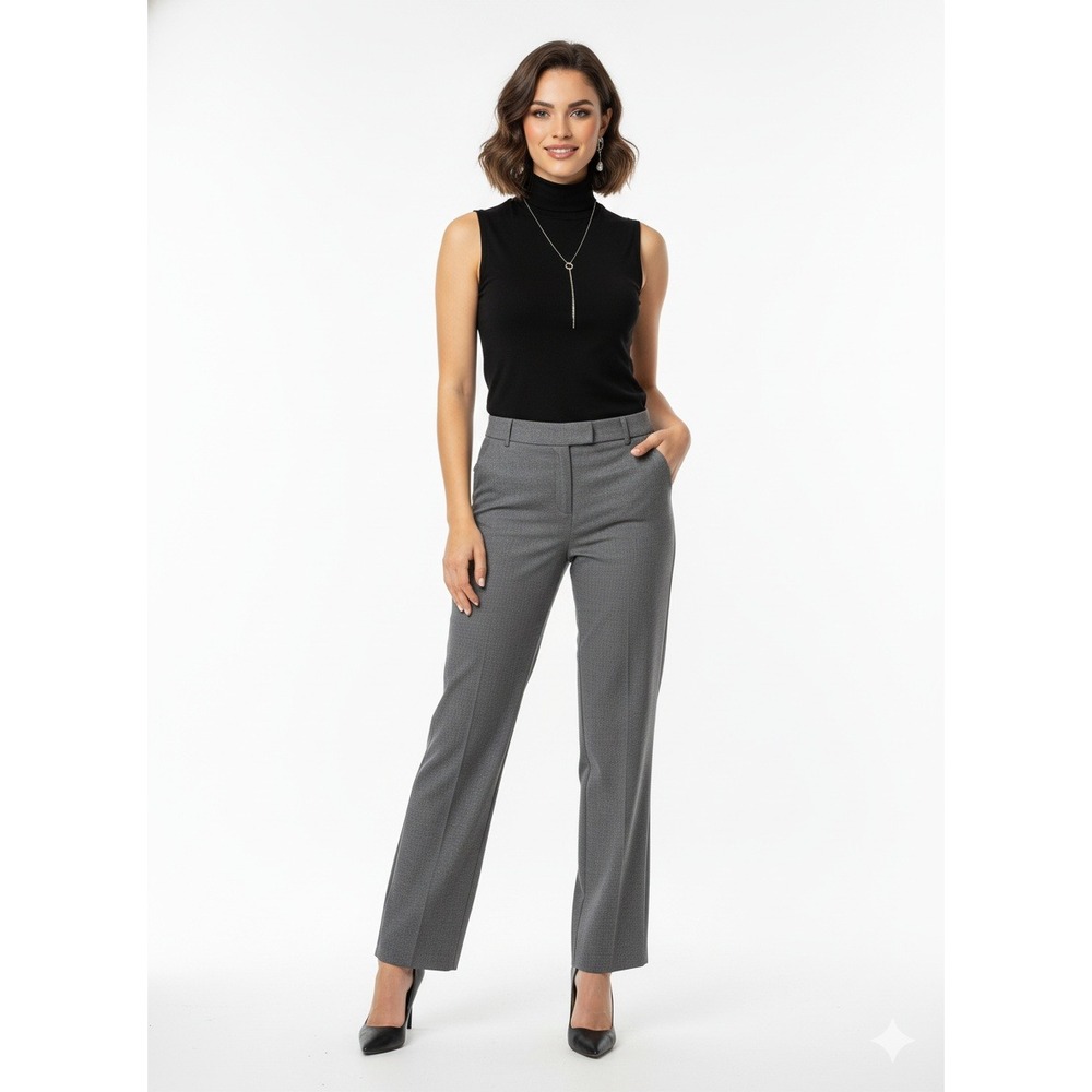 Larry Levine Dress Pants Women 12 Gray High Rise Business Minimalist Office Chic